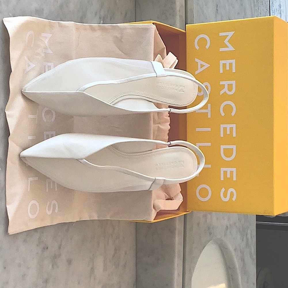 Mercedes Castillo white leather and mesh slingback flats.size 8.never worn $225